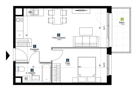 Plan 2 pok. 40m²