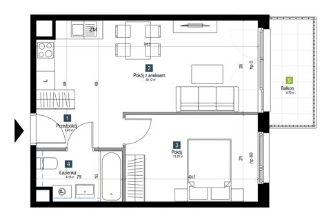 Plan 2 pok. 39m²