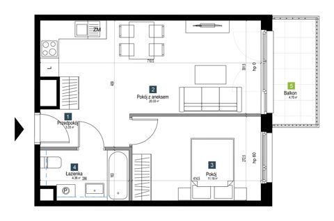 Plan 2 pok. 39m²