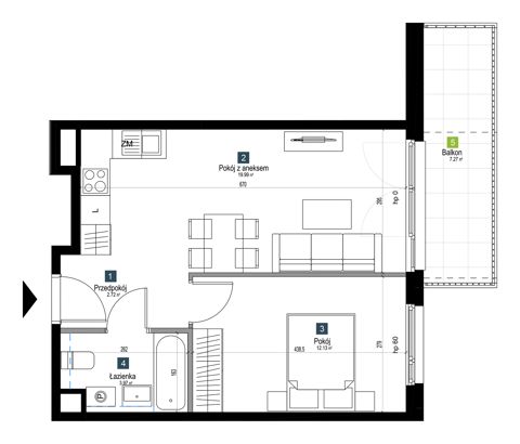 Plan 2 pok. 39m²