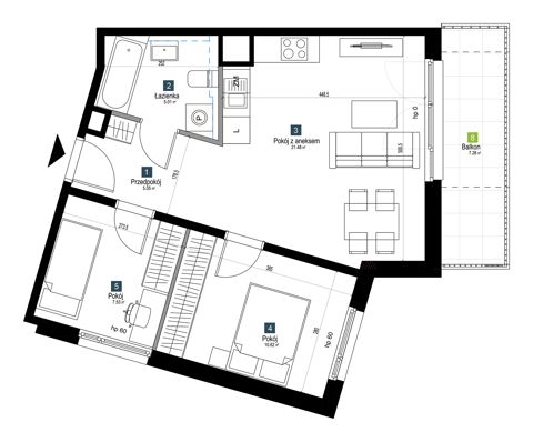 Plan 3 pok. 50m²