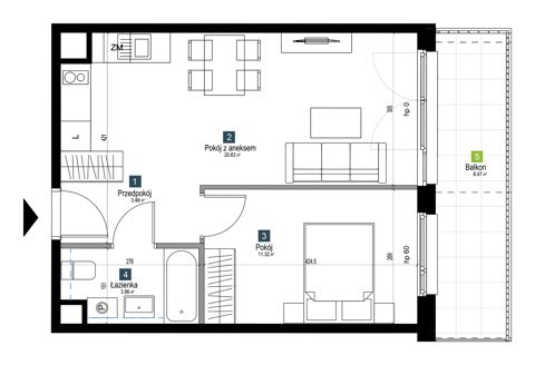 Plan 2 pok. 40m²