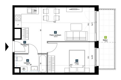 Plan 2 pok. 39m²