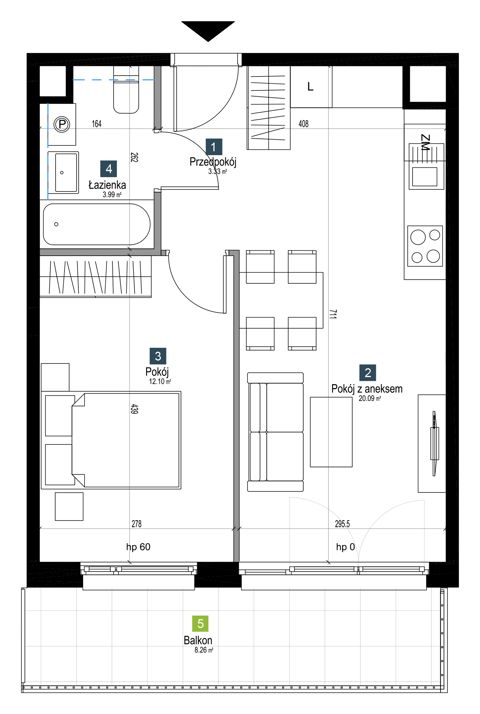 Plan 2 pok. 40m²