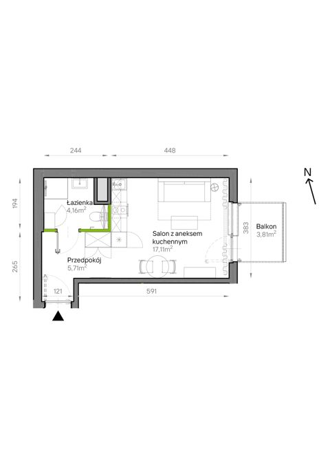 Plan 1 pok. 27m²