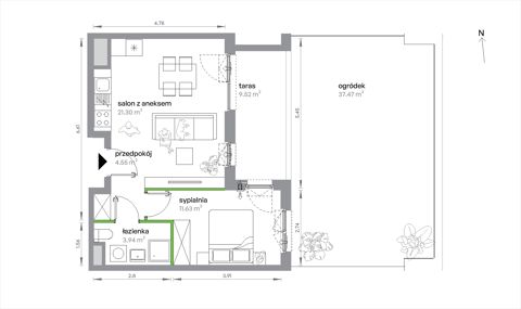 Plan 2 pok. 41m²