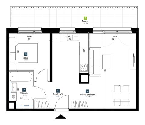 Plan 2 pok. 44m²