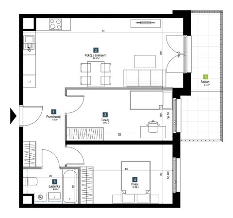 Plan 3 pok. 61m²