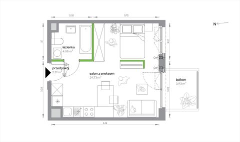 Plan 1 pok. 32m²
