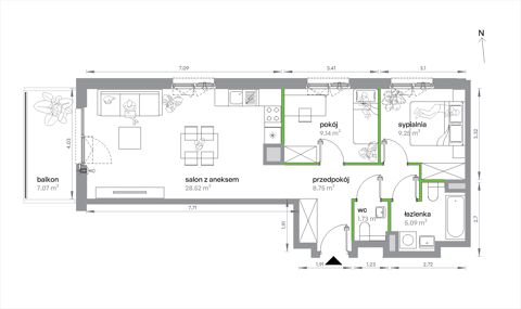 Plan 3 pok. 62m²