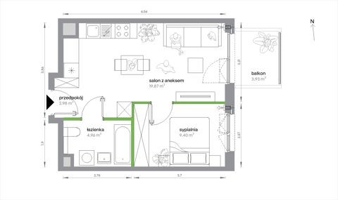 Plan 2 pok. 37m²