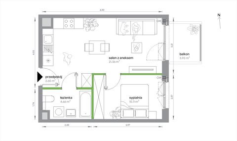 Plan 2 pok. 39m²