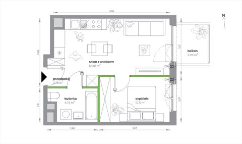 Plan 2 pok. 38m²