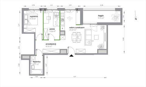 Plan 3 pok. 62m²