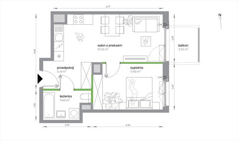Plan 2 pok. 41m²