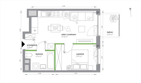 Plan 2 pok. 37m²