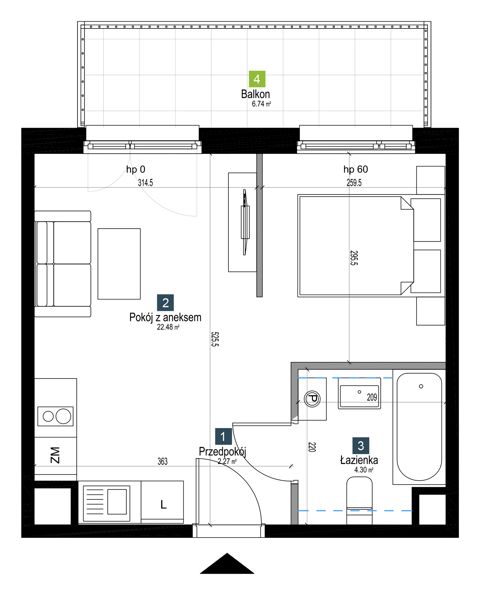 Plan 1 pok. 29m²