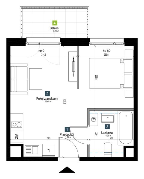 Plan 1 pok. 29m²