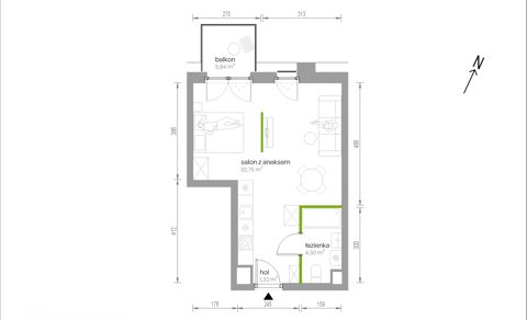 Plan 1 pok. 39m²