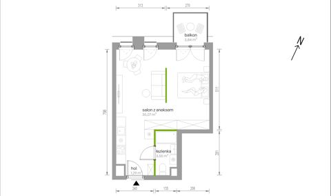 Plan 1 pok. 40m²