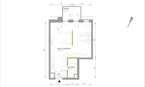 Plan 1 pok. 40m²