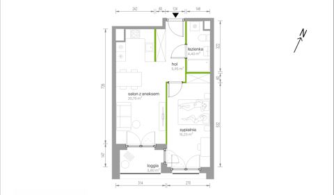 Plan 2 pok. 46m²