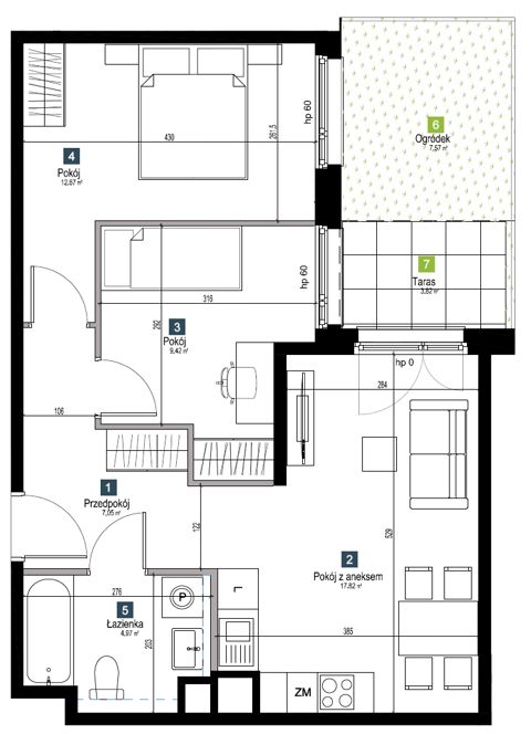Plan 3 pok. 52m²