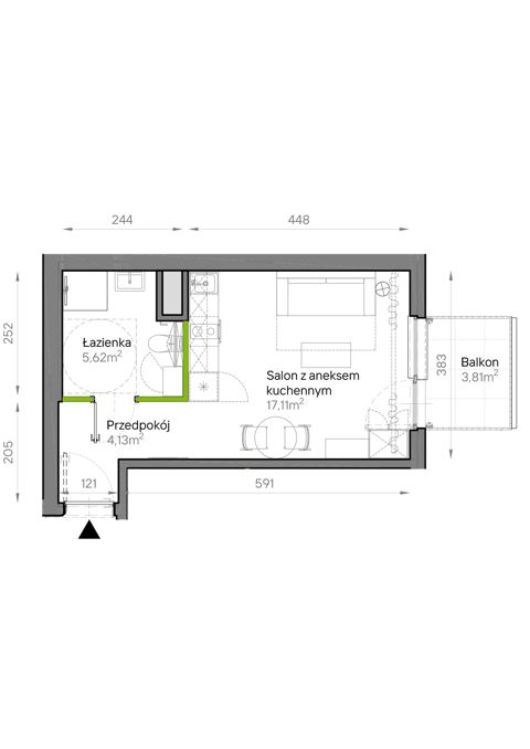 Plan 1 pok. 27m²
