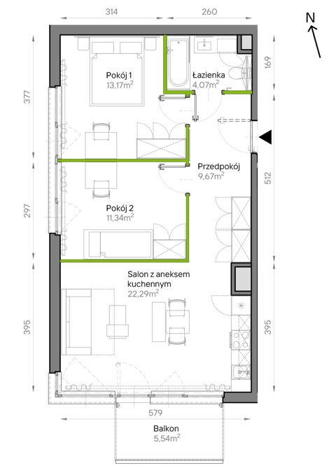 Plan 3 pok. 61m²