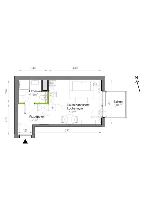 Plan 1 pok. 27m²