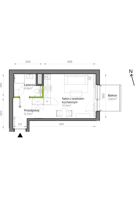 Plan 1 pok. 27m²