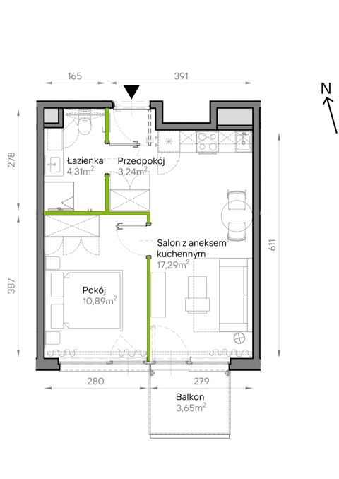 Plan 2 pok. 36m²