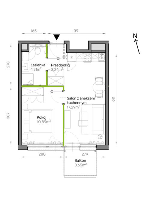 Plan 2 pok. 36m²