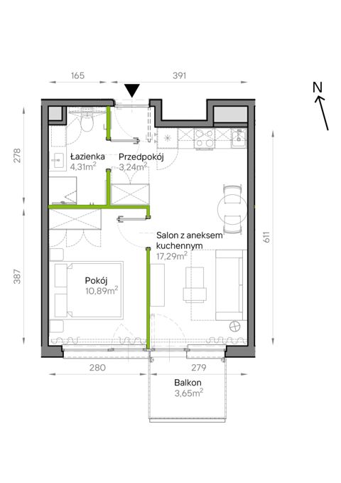 Plan 2 pok. 36m²