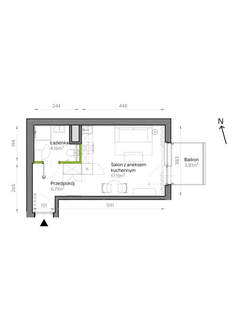 Plan 1 pok. 27m²