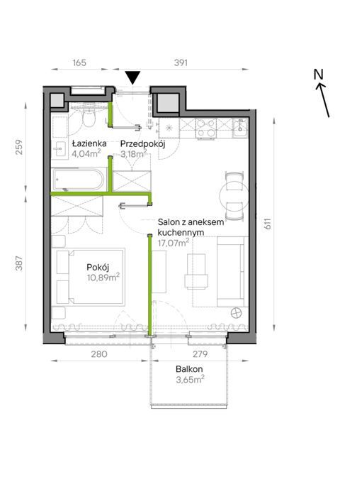 Plan 2 pok. 35m²