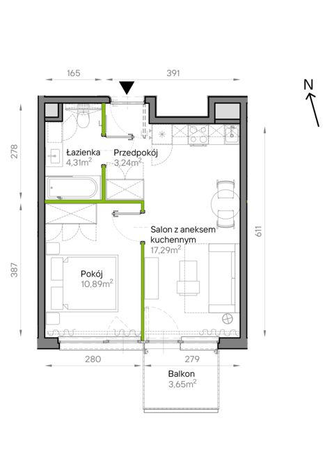 Plan 2 pok. 36m²