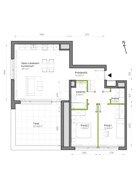 Plan 3 pok. 75m²