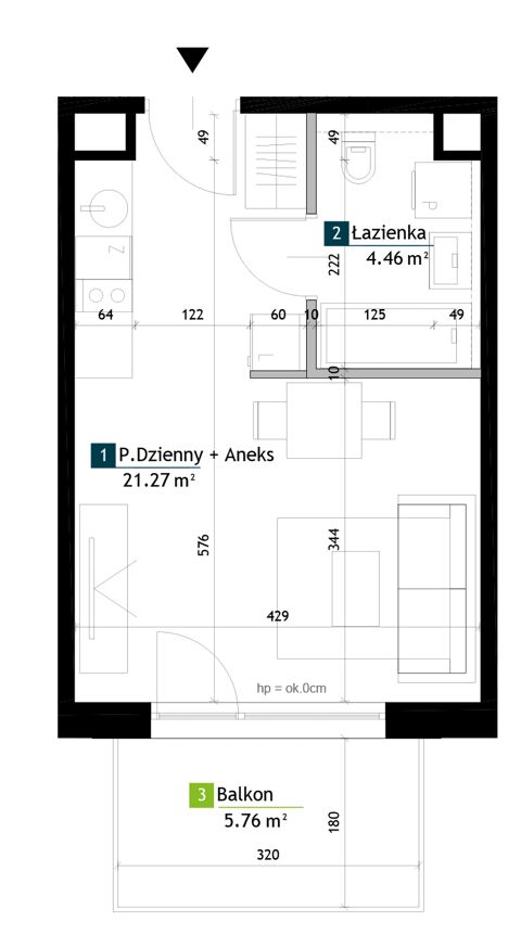 Plan 1 pok. 26m²