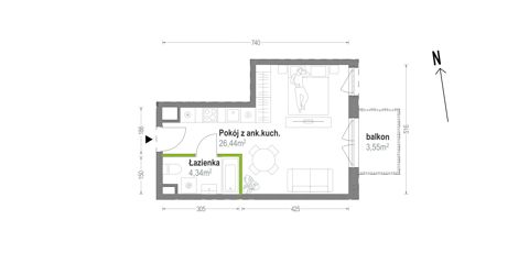 Plan 1 pok. 31m²