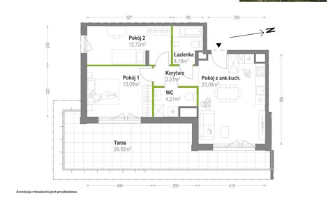 Plan 3 pok. 61m²