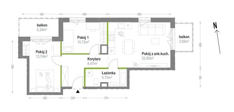Plan 3 pok. 61m²