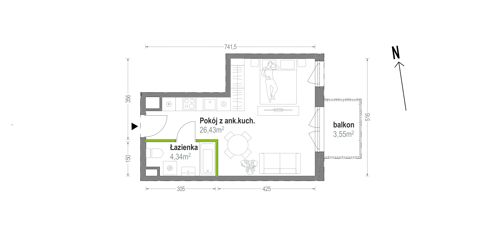 Plan 1 pok. 31m²