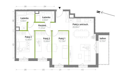 Plan 4 pok. 87m²