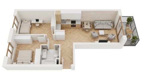 Plan 3 pok. 57m²