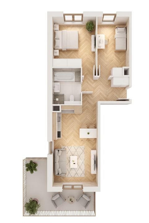 Plan 3 pok. 57m²