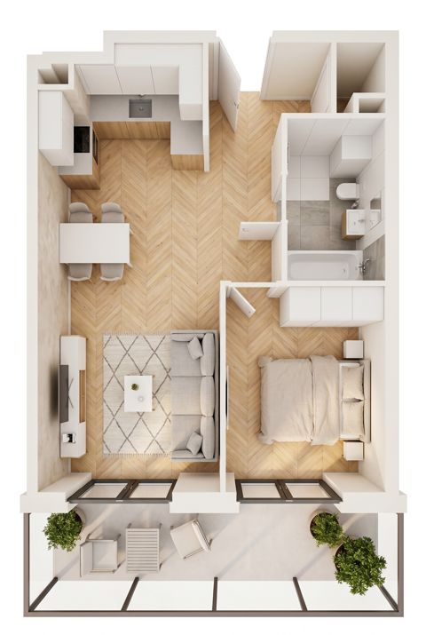 Plan 2 pok. 45m²