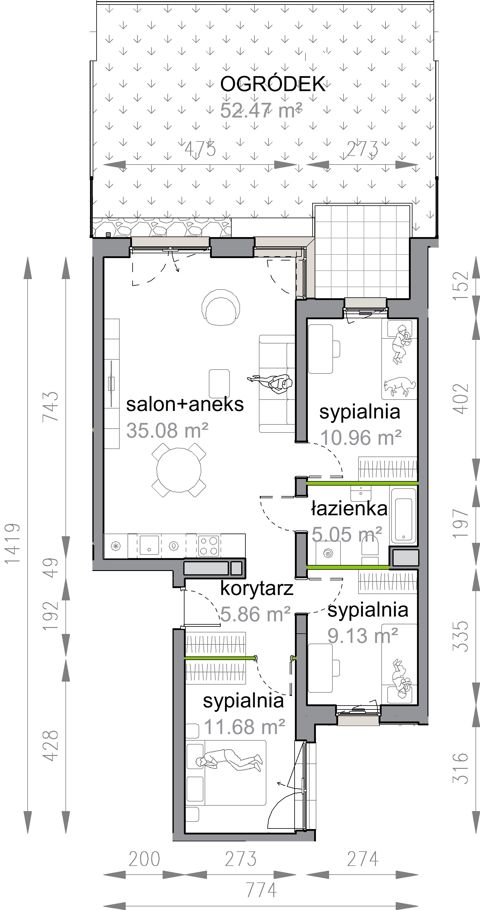Plan 4 pok. 78m²