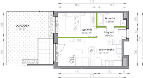 Plan 2 pok. 39m²