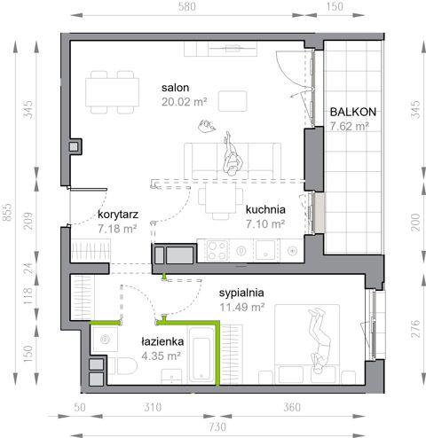 Plan 2 pok. 50m²